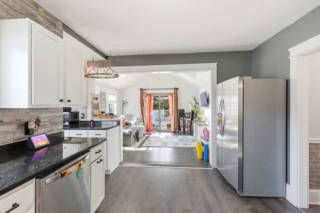 Interior, Kitchen, Pendant Lights, Stainless Steel Appliances, Wood Texture Flooring