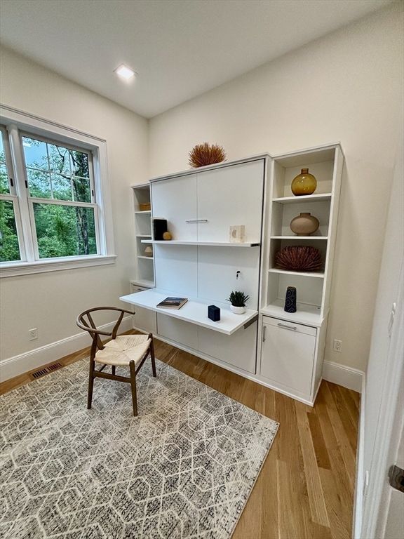Home Office, Interior, Recessed Lighting, Wood Texture Flooring