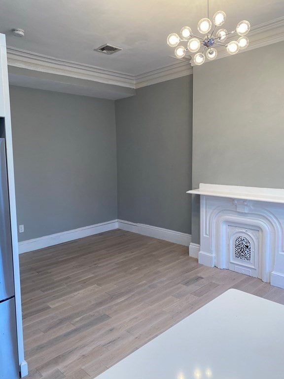 Empty room, Interior, Pendant Lights, Wood Texture Flooring