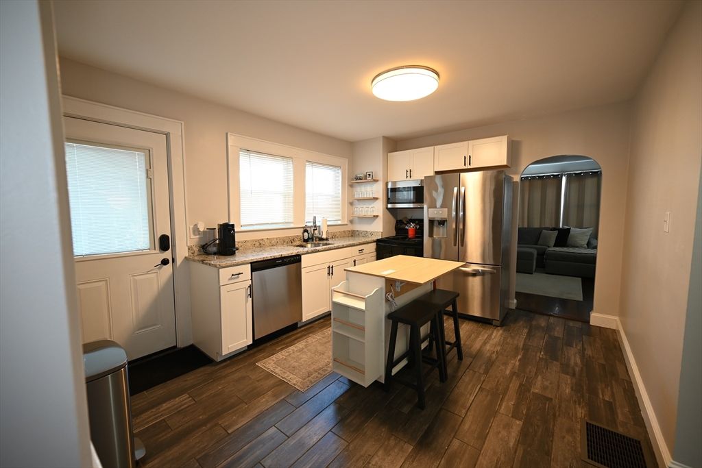Interior, Kitchen, Stainless Steel Appliances, Wood Texture Flooring