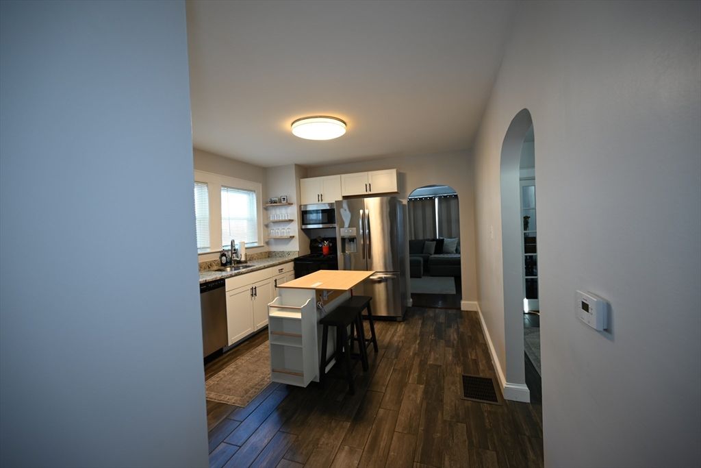 Interior, Kitchen, Stainless Steel Appliances, Wood Texture Flooring