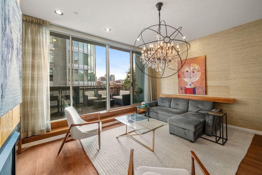 Chandelier, Interior, Living room, Recessed Lighting, Wood Texture Flooring