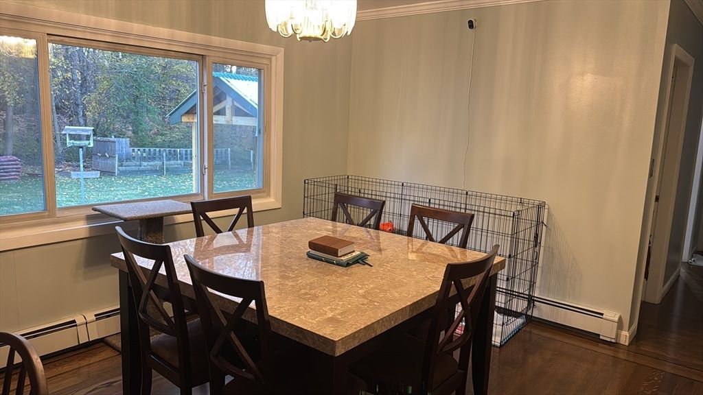 Chandelier, Dining room, Interior, Wood Texture Flooring