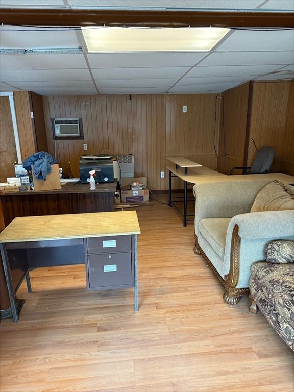 Home Office, Interior, Wood Texture Flooring, Wooden Walls