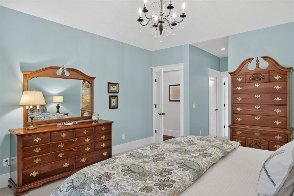 Bedroom, Chandelier, Interior, Recessed Lighting