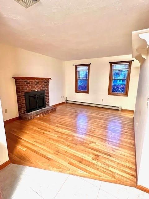 Empty room, Fireplace, Interior, Wood Texture Flooring