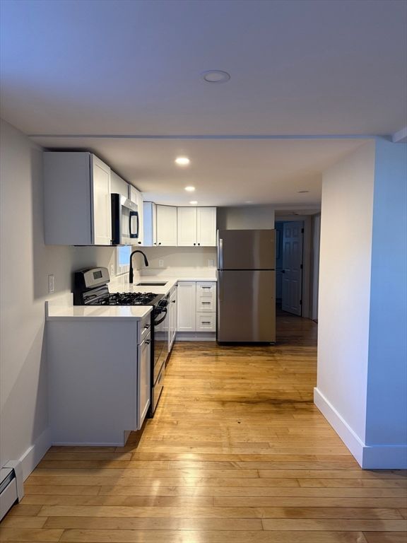 Interior, Kitchen, Recessed Lighting, Wood Texture Flooring