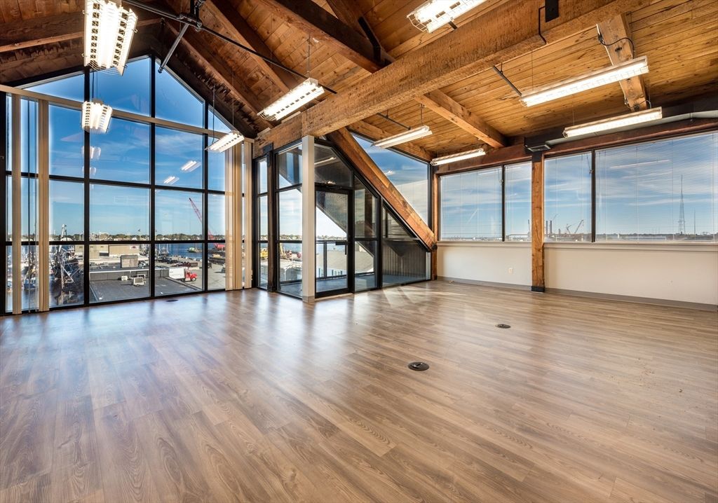 Empty room, Interior, Pendant Lights, Wooden Beams, Wooden Ceilings, Wood Texture Flooring