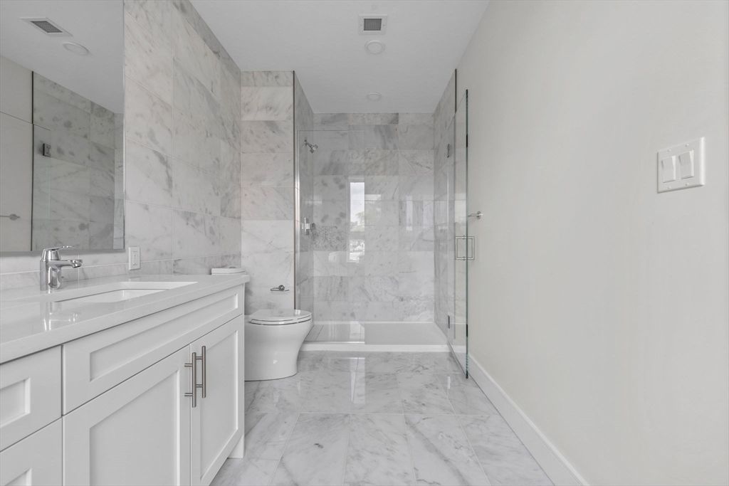 Bathroom, Glass Shower, Interior, Marble, Marble Walls