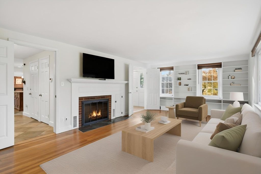 Fireplace, Interior, Living room, Wood Texture Flooring