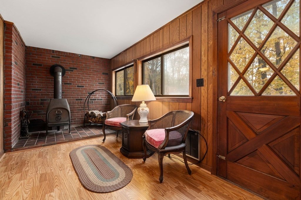 Fireplace, Interior, Stone Walls, Wood Texture Flooring, Wooden Walls