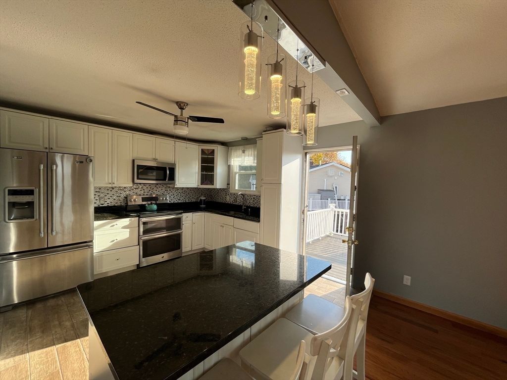 Interior, Kitchen, Pendant Lights, Stainless Steel Appliances, Wood Texture Flooring