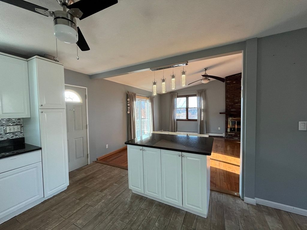Interior, Kitchen, Pendant Lights, Wood Texture Flooring