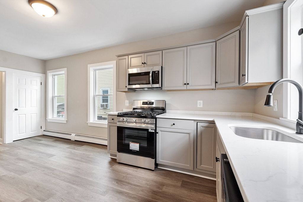 Interior, Kitchen, Stainless Steel Appliances, Wood Texture Flooring