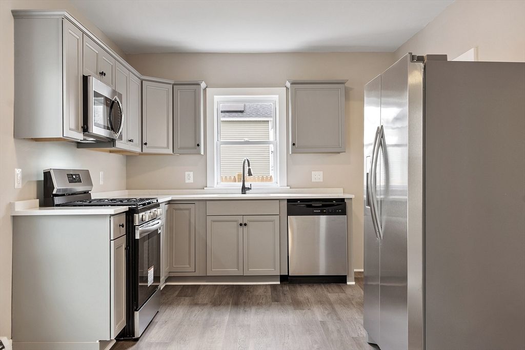 Interior, Kitchen, Stainless Steel Appliances, Wood Texture Flooring