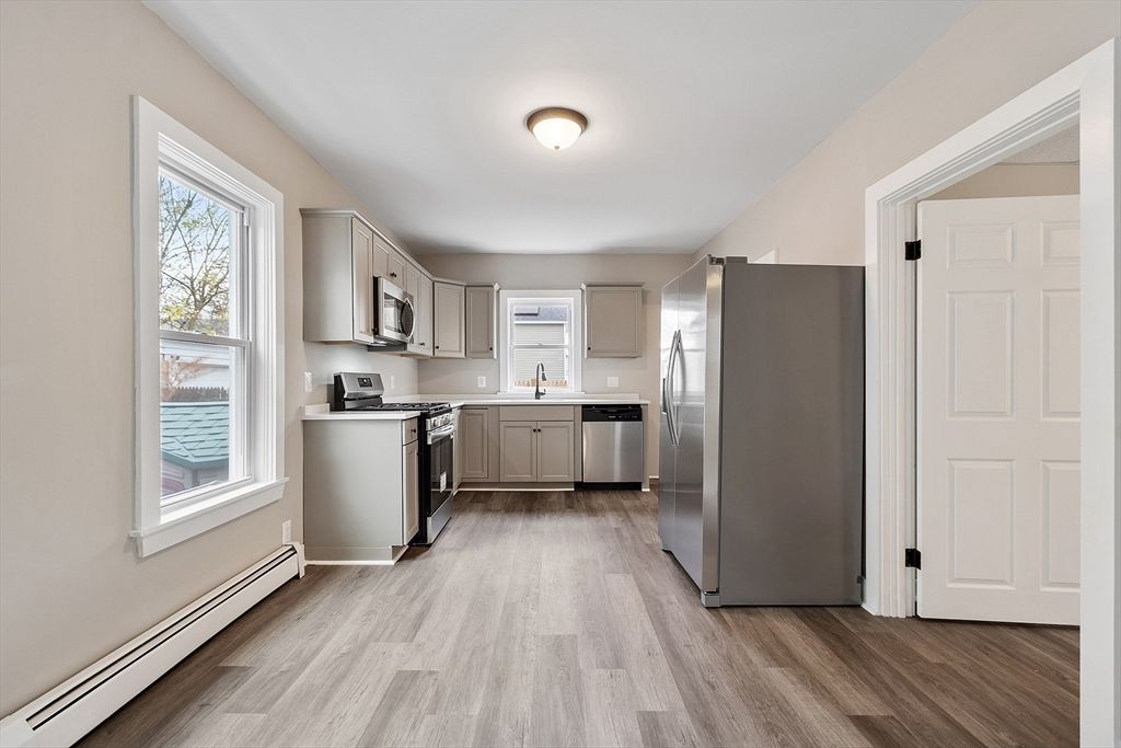 Interior, Kitchen, Stainless Steel Appliances, Wood Texture Flooring