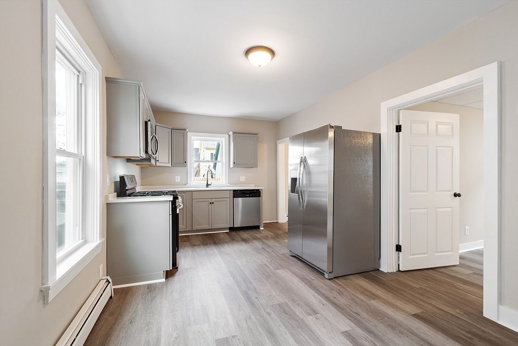 Interior, Kitchen, Stainless Steel Appliances, Wood Texture Flooring