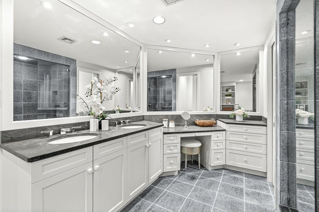 Bathroom, Dual Sink Vanities, Glass Shower, Interior, Recessed Lighting