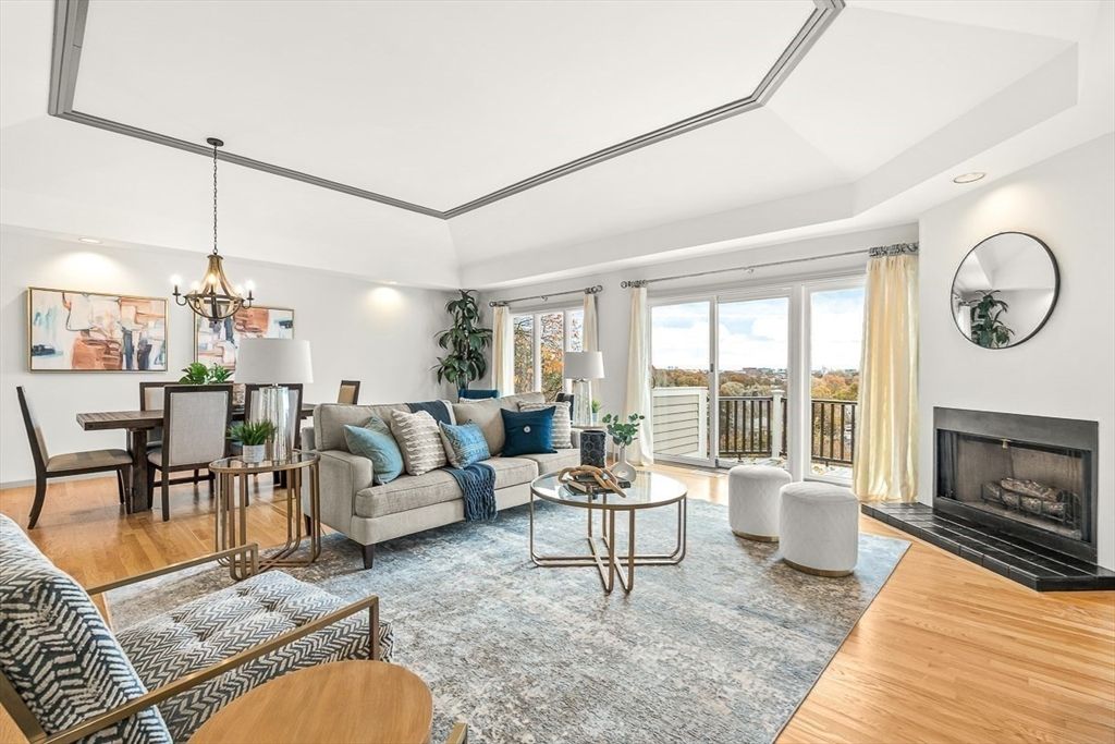 Chandelier, Dining room, Fireplace, Interior, Living room, Wood Texture Flooring