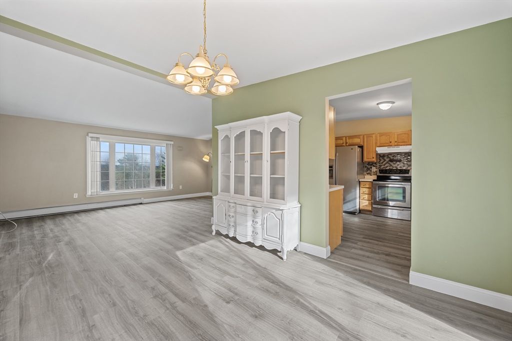 Chandelier, Empty room, Interior, Kitchen, Pendant Lights, Wood Texture Flooring