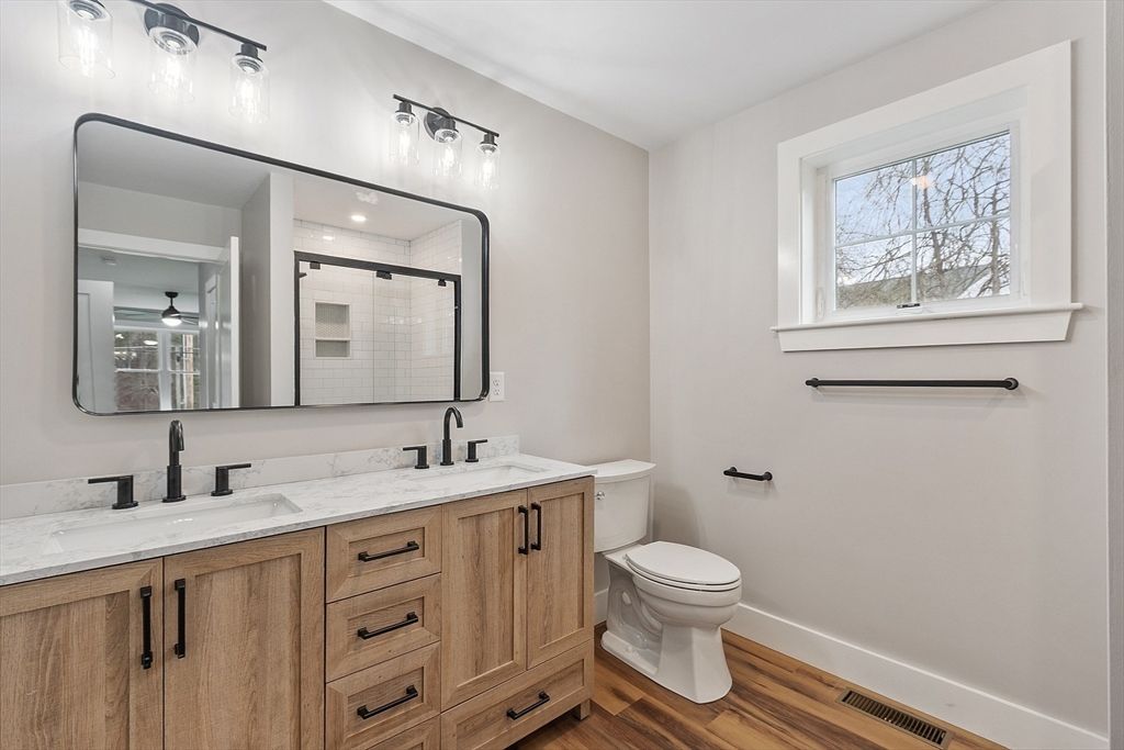Bathroom, Dual Sink Vanities, Interior, Wood Texture Flooring