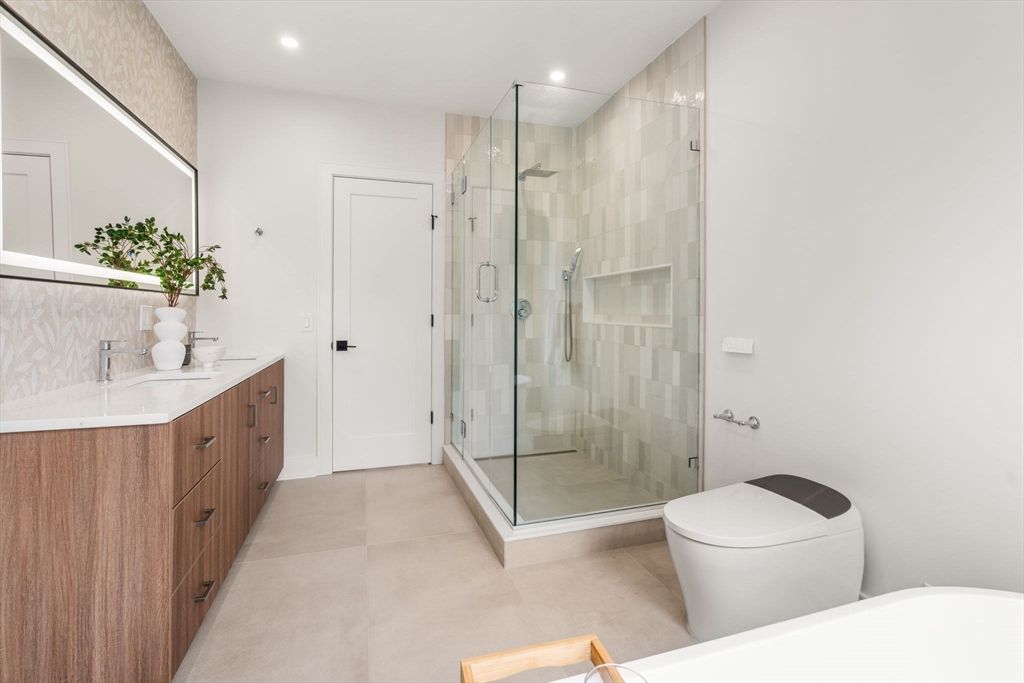 Bathroom, Glass Shower, Interior, Recessed Lighting