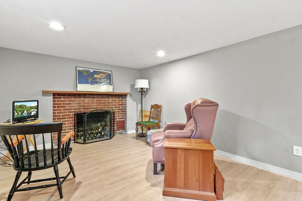 Fireplace, Interior, Recessed Lighting, Wood Texture Flooring