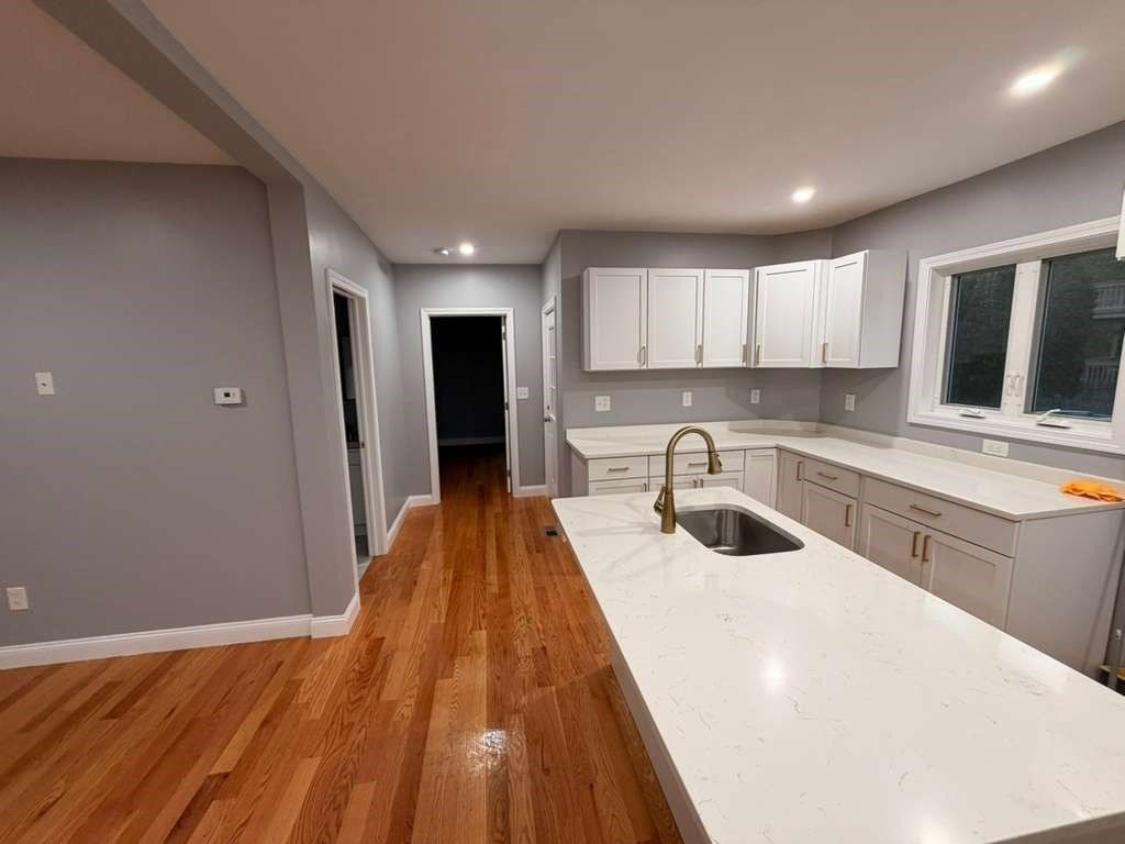 Interior, Kitchen, Recessed Lighting, Wood Texture Flooring