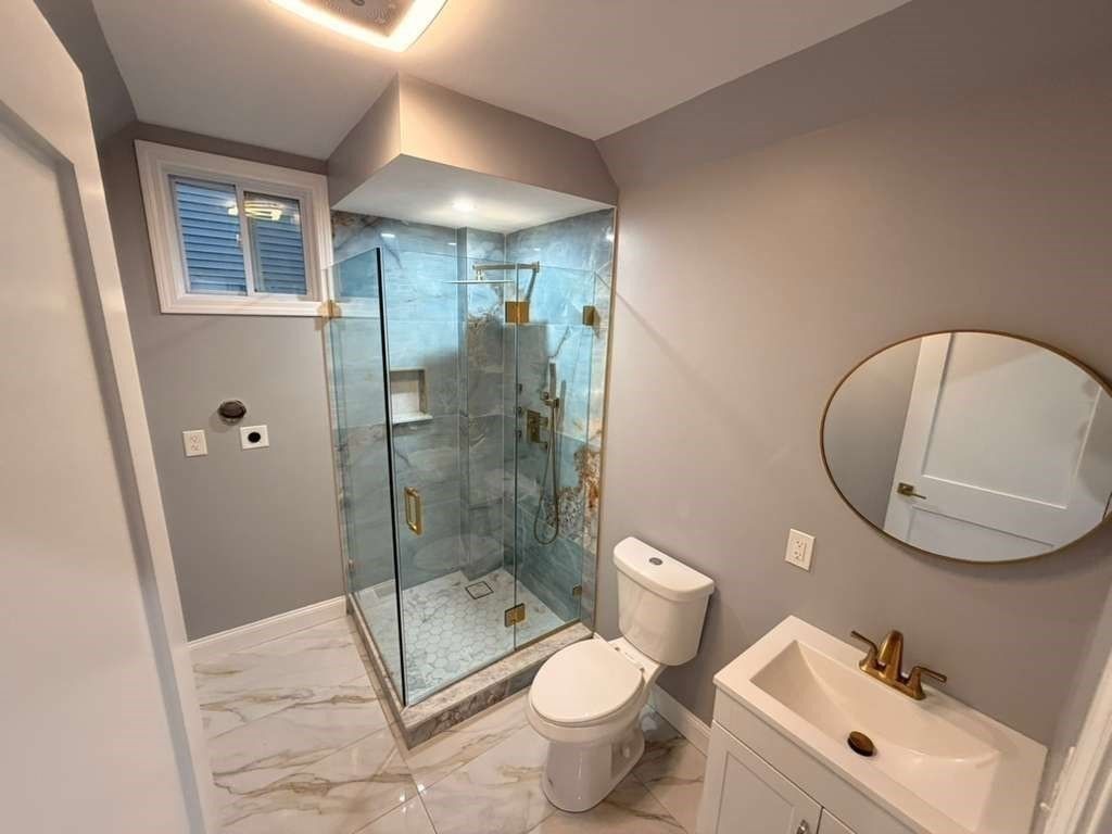 Bathroom, Glass Shower, Interior, Marble