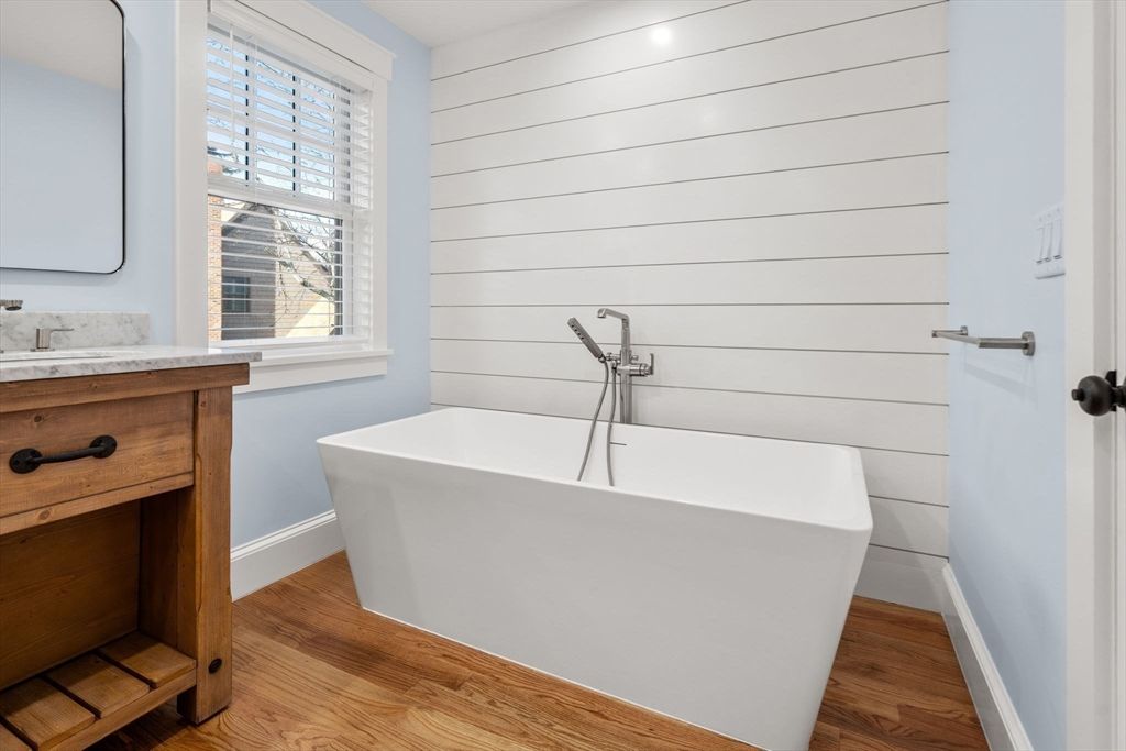 Bathroom, Free Standing Baths, Interior, Wood Texture Flooring