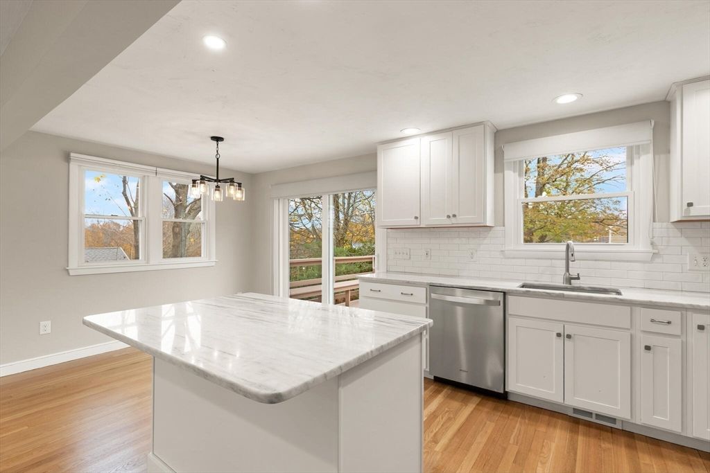 Interior, Kitchen, Pendant Lights, Recessed Lighting, Wood Texture Flooring