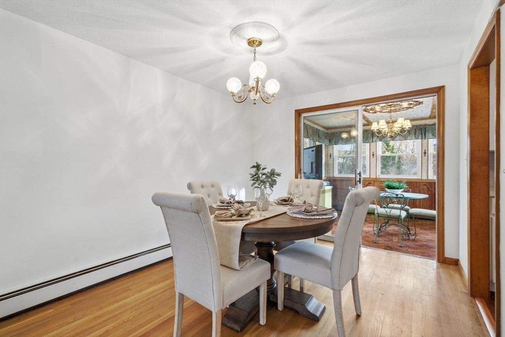 Chandelier, Dining room, Interior, Wood Texture Flooring