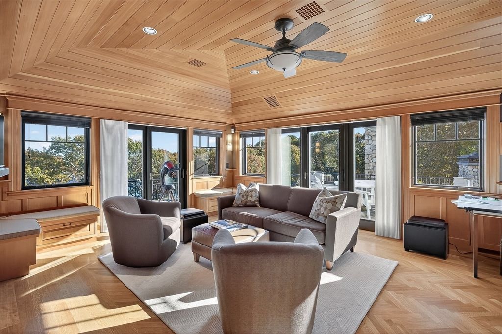 Interior, Living room, Recessed Lighting, Wooden Ceilings, Wood Texture Flooring, Wooden Walls