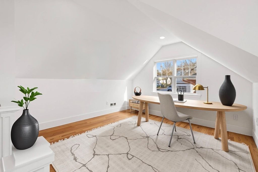 Home Office, Interior, Recessed Lighting, Wood Texture Flooring