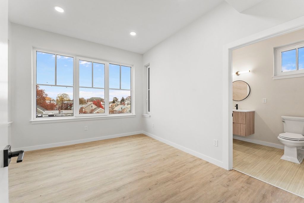 Bathroom, Empty room, Interior, Recessed Lighting, Wood Texture Flooring