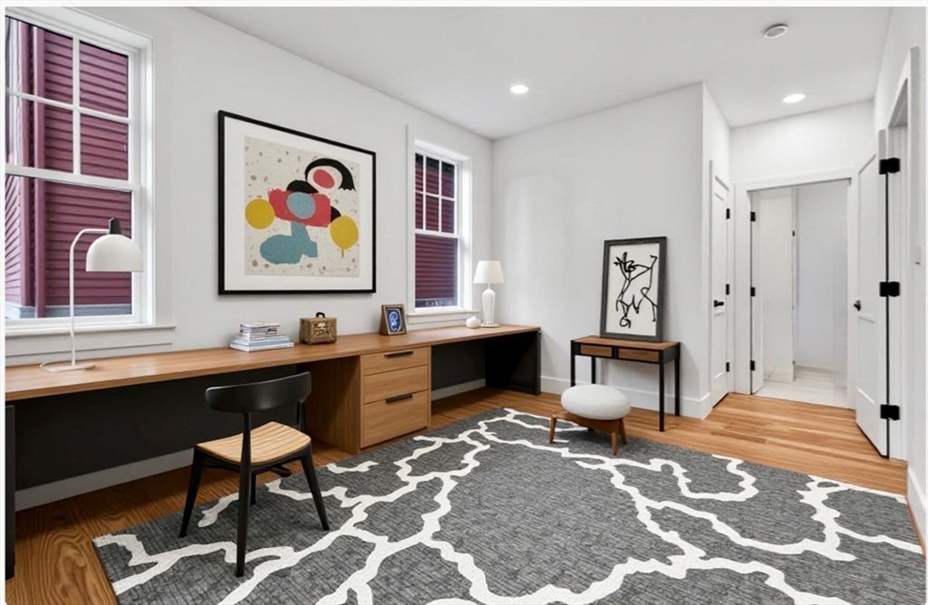 Home Office, Interior, Recessed Lighting, Wood Texture Flooring