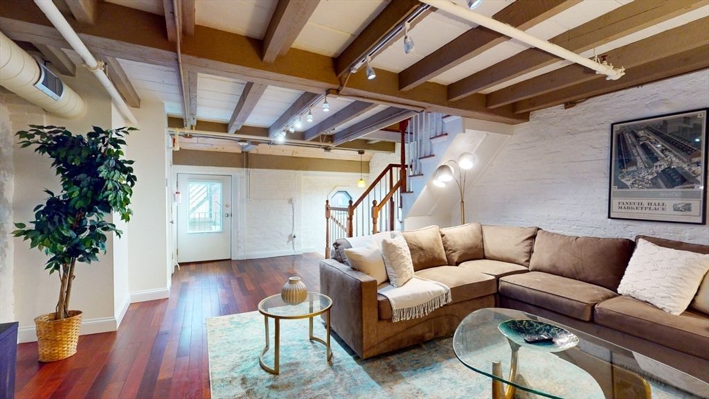 Interior, Living room, Stone Walls, Wooden Beams, Wood Texture Flooring