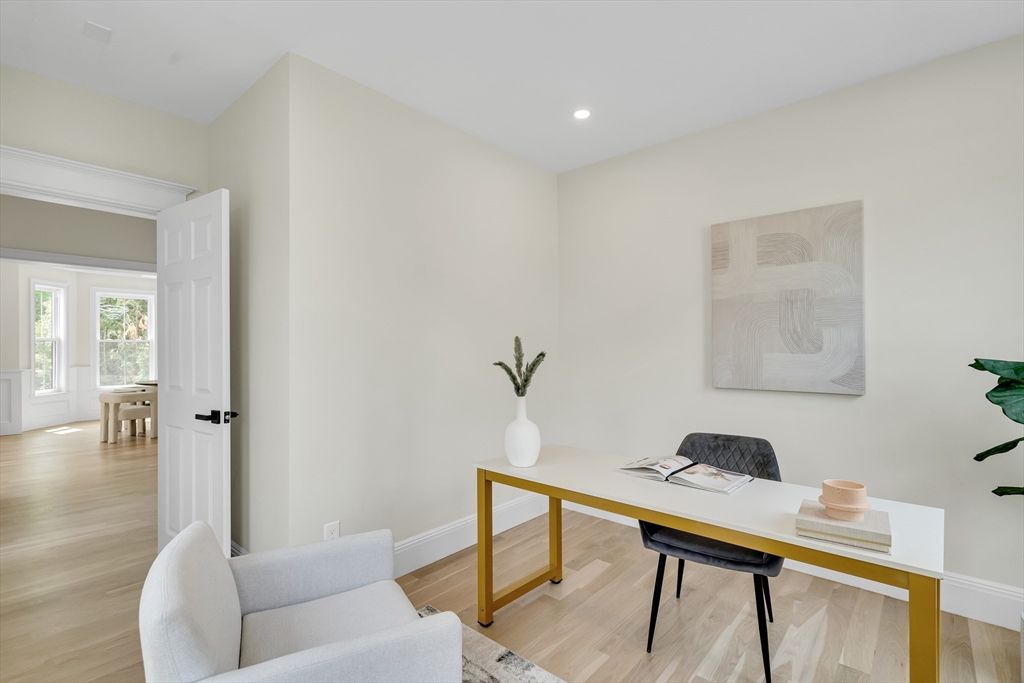 Home Office, Interior, Recessed Lighting, Wood Texture Flooring