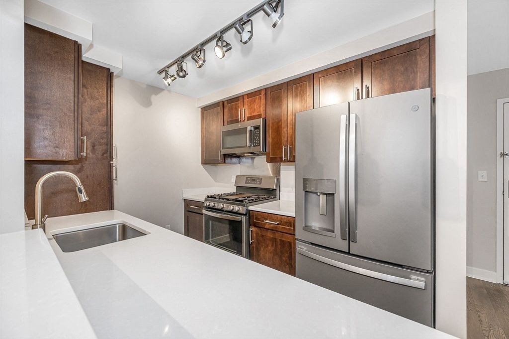 Interior, Kitchen, Stainless Steel Appliances, Wood Texture Flooring