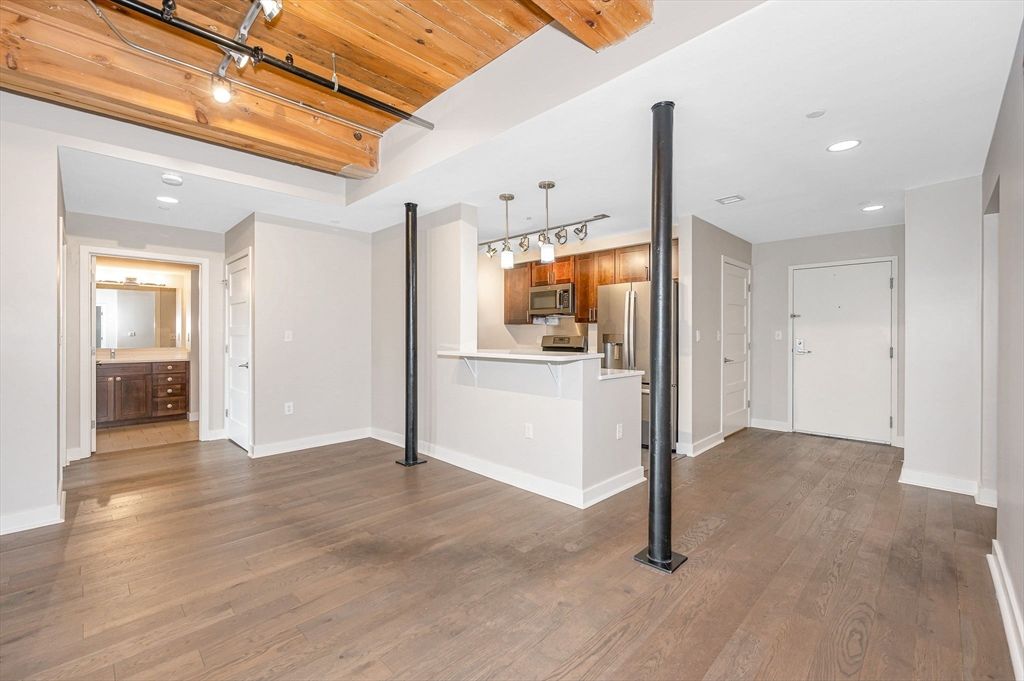 Interior, Kitchen, Pendant Lights, Recessed Lighting, Wooden Ceilings, Wood Texture Flooring