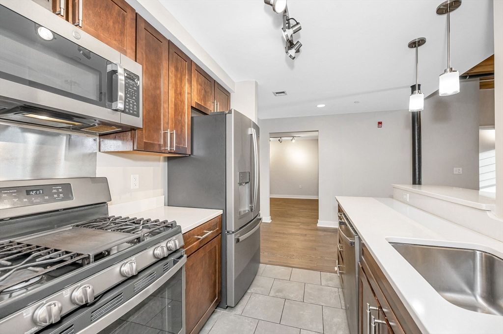 Interior, Kitchen, Pendant Lights, Recessed Lighting, Stainless Steel Appliances