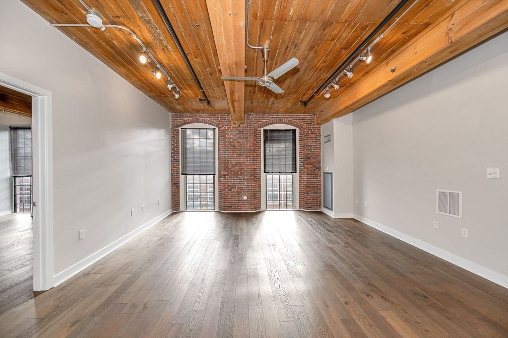 Empty room, Interior, Stone Walls, Wooden Beams, Wooden Ceilings, Wood Texture Flooring