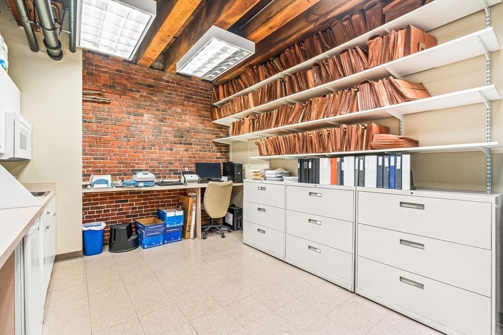 Home Office, Interior, Stone Walls, Wooden Beams