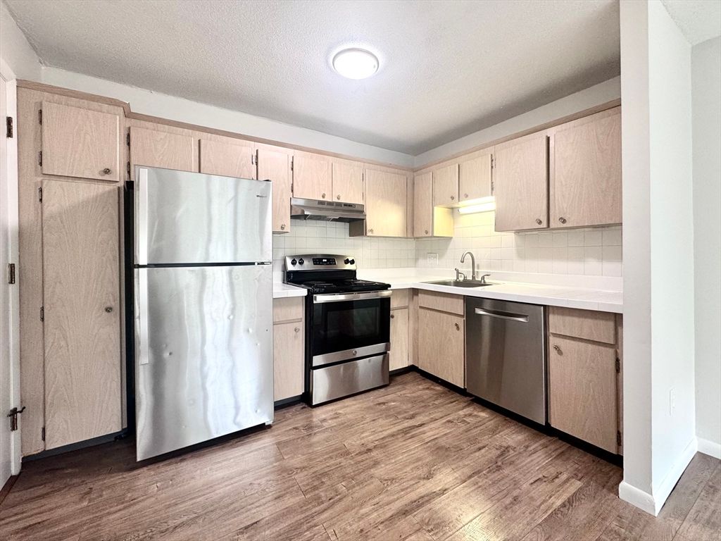 Interior, Kitchen, Stainless Steel Appliances, Wood Texture Flooring