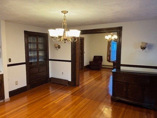 Chandelier, Empty room, Interior, Wood Texture Flooring