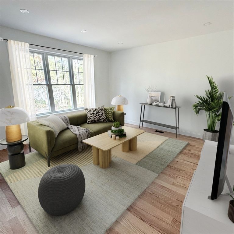 Interior, Living room, Recessed Lighting, Wood Texture Flooring