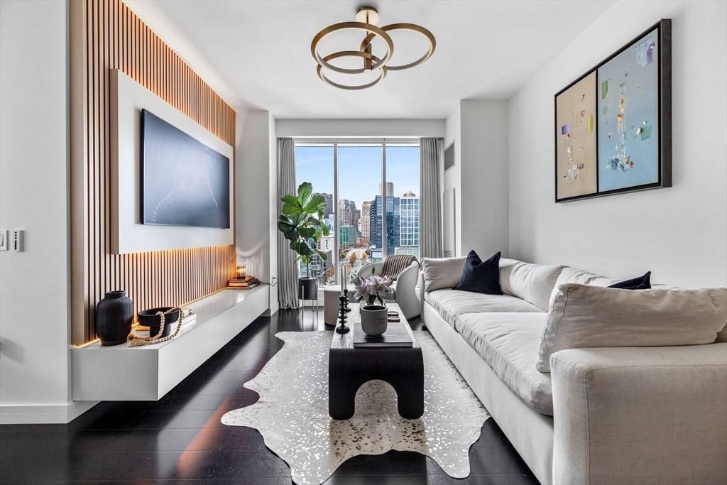 Interior, Living room, Pendant Lights, Wood Texture Flooring