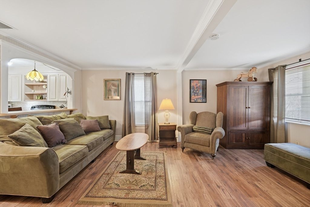 Interior, Kitchen, Living room, Pendant Lights, Stainless Steel Appliances, Wood Texture Flooring