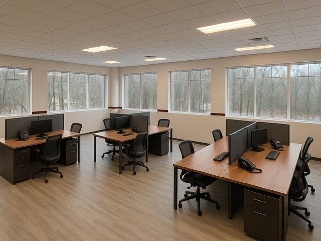 Home Office, Interior, Recessed Lighting, Wood Texture Flooring