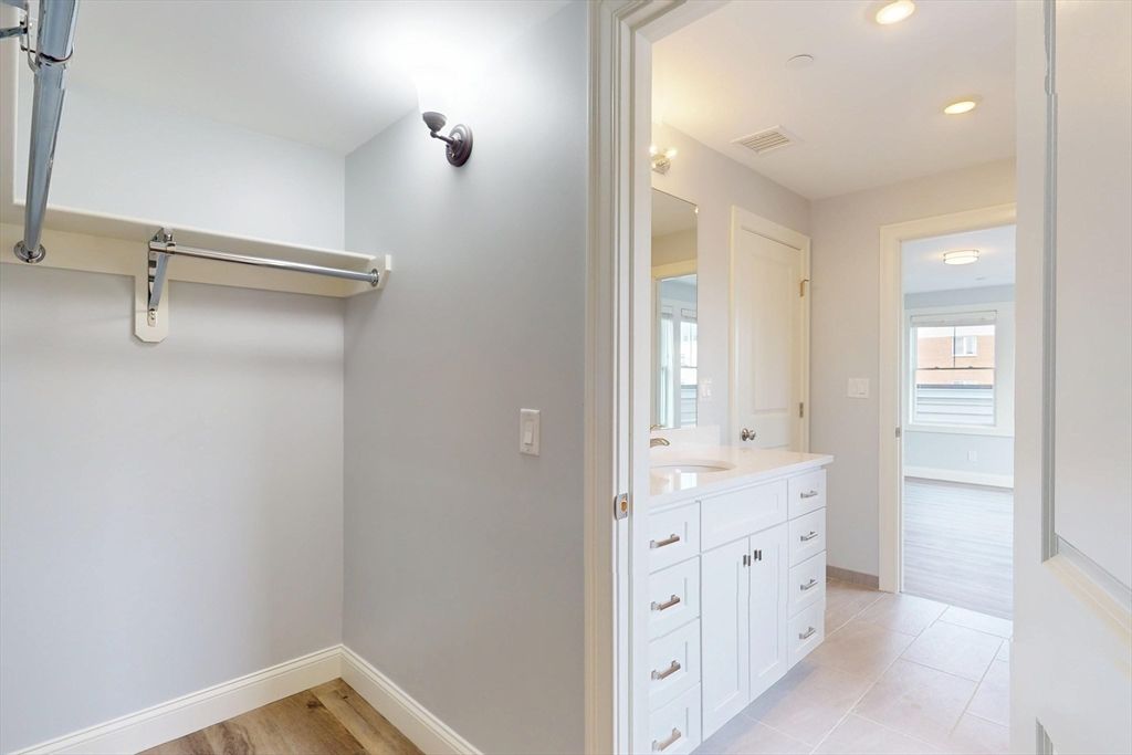 Bathroom, Interior, Recessed Lighting, Wood Texture Flooring
